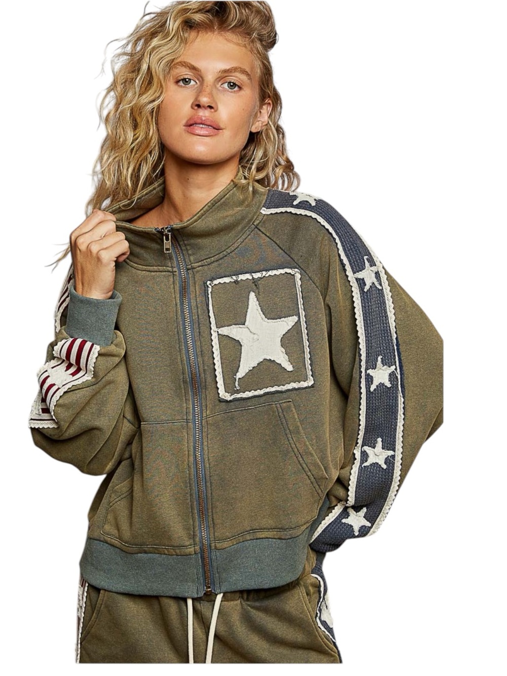 POL French Terry Star Patch detailing - Vintage Moss NEW various sizes